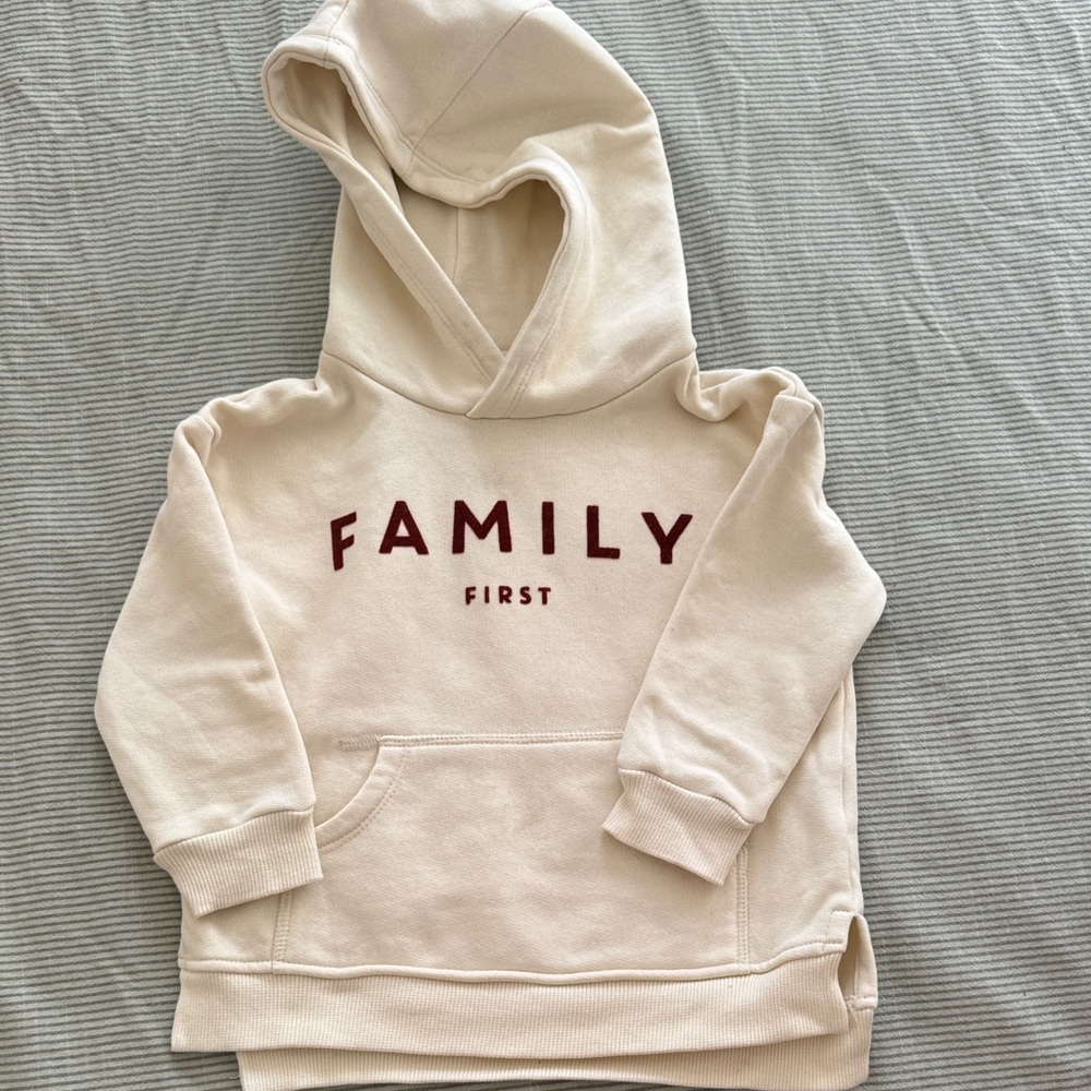 Kids 'Family First' Cream Hoodie Sweatshirt